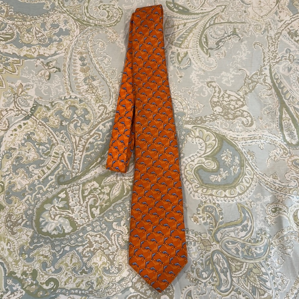 Brooks Brothers orange dolphin silk tie